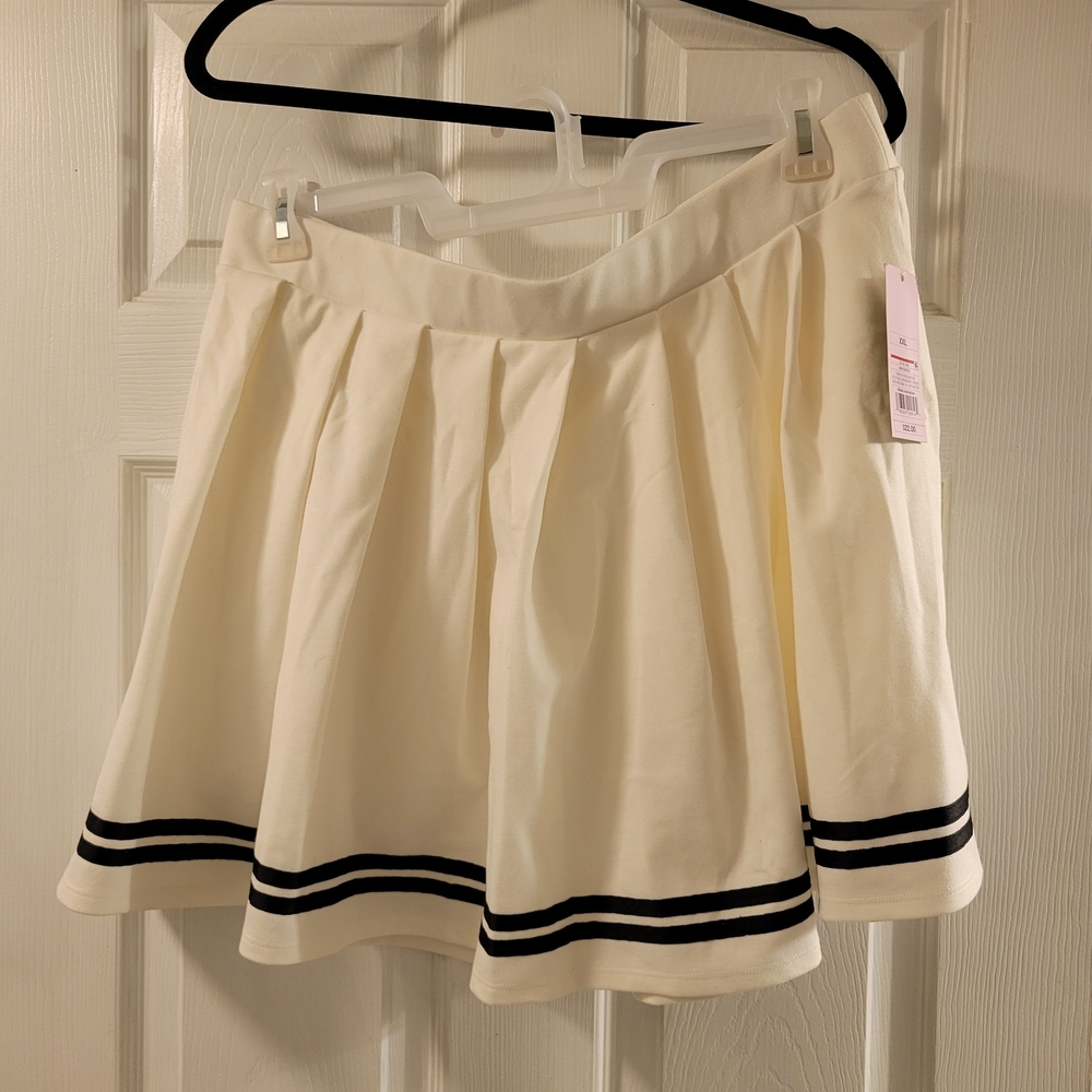 Wild Fable Cream Skater Skirt with Black Stripes